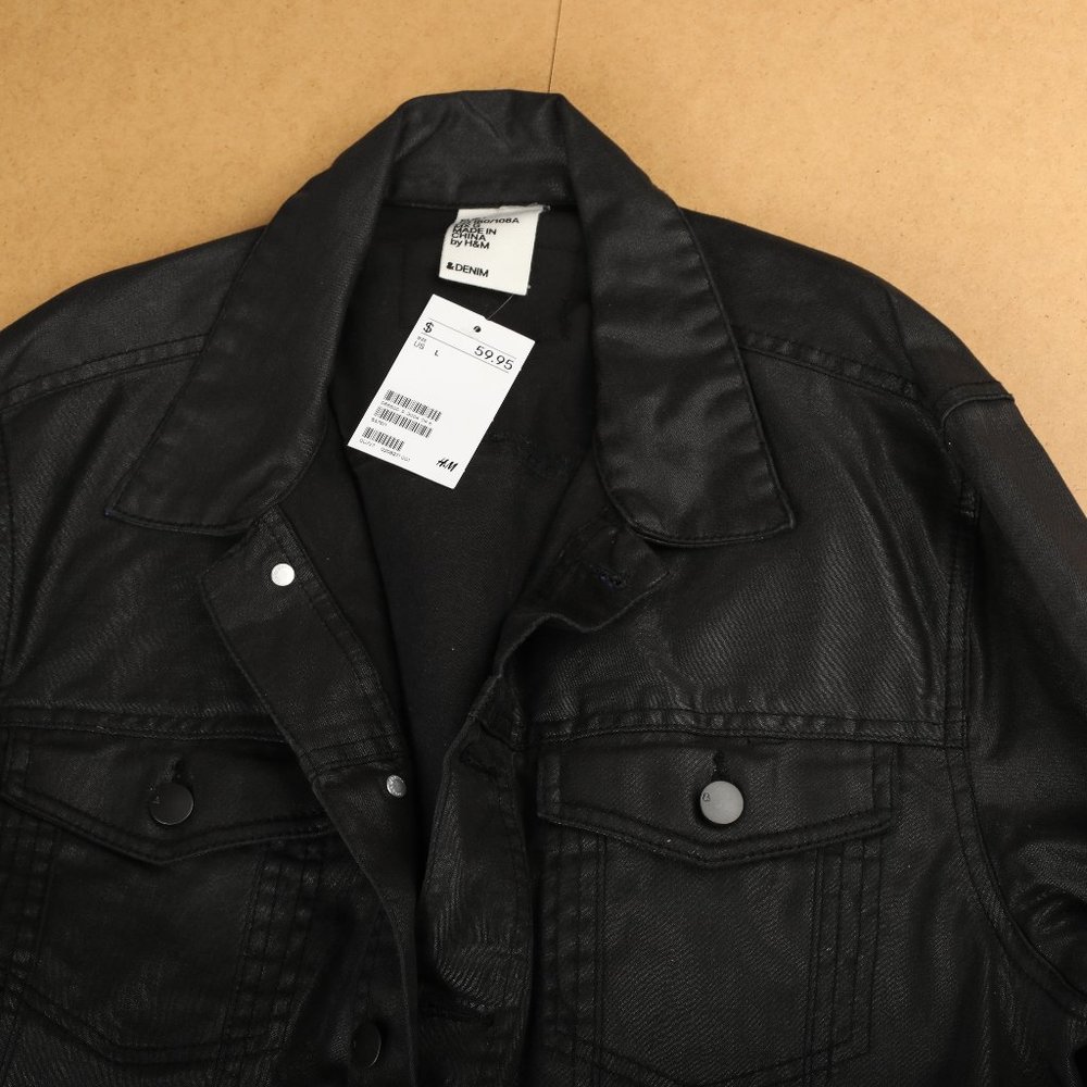 Black Wax Denim Jacket H&M